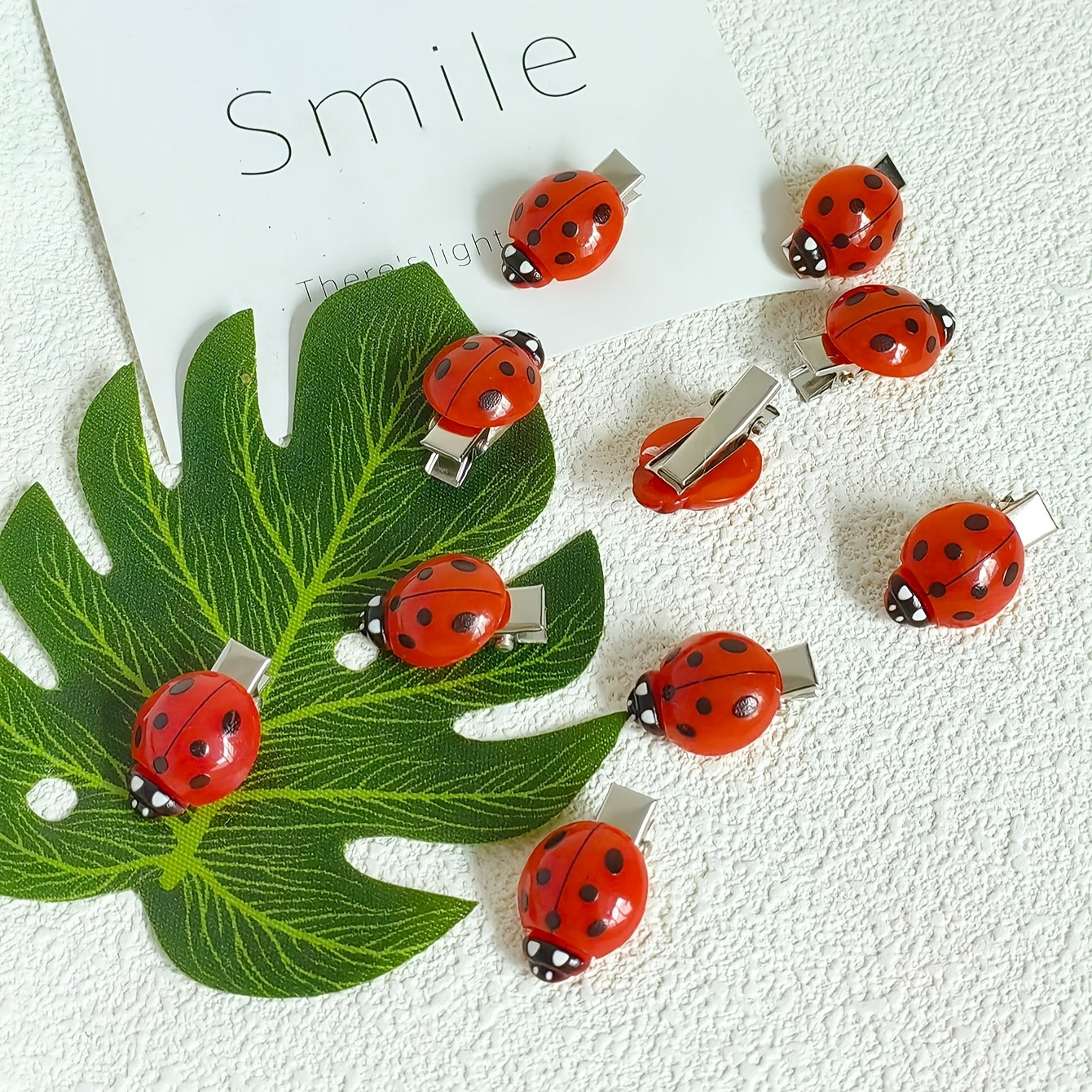 Ladybug Hair Clips | 6pcs set | red anti slip | insect hair accessories, back to school headwear | daily holiday parties, travel | Eid al Fitr, ladies