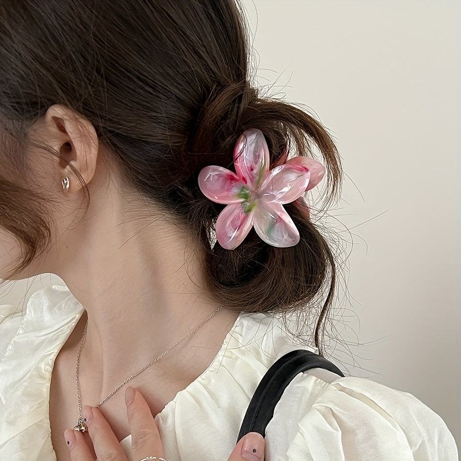 12pcs Elegant Floral Hair Clips for Women - Marbled Pastel Flower Hairpins, Secure Grip Plastic Hair Accessories for Valentine’s Day Gifts, Casual & Formal Events (14+)