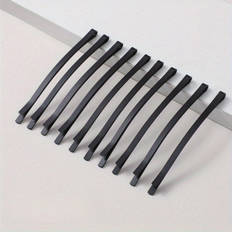 20Pcs Black Hair Clips Set, Minimalist Metal Hairpins for Women, Solid Color Arc-Shaped Bobby Pins, Fashion Hair Accessories for Styling and Sectioning, Suitable for All Hair Types, Age 14+