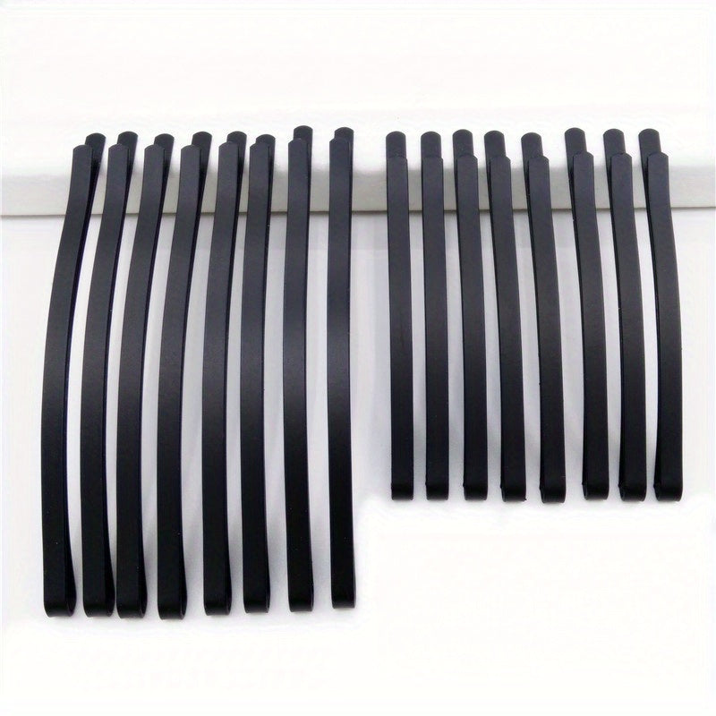 20Pcs Black Hair Clips Set, Minimalist Metal Hairpins for Women, Solid Color Arc-Shaped Bobby Pins, Fashion Hair Accessories for Styling and Sectioning, Suitable for All Hair Types, Age 14+