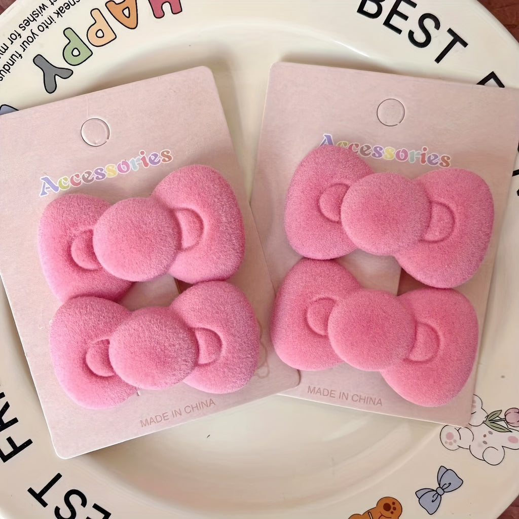 2/4/6pcs Elegant Pink Bow Hairpin Cute Sweet Bow Shaped Hairpin Women'S Daily Use Hair Accessories