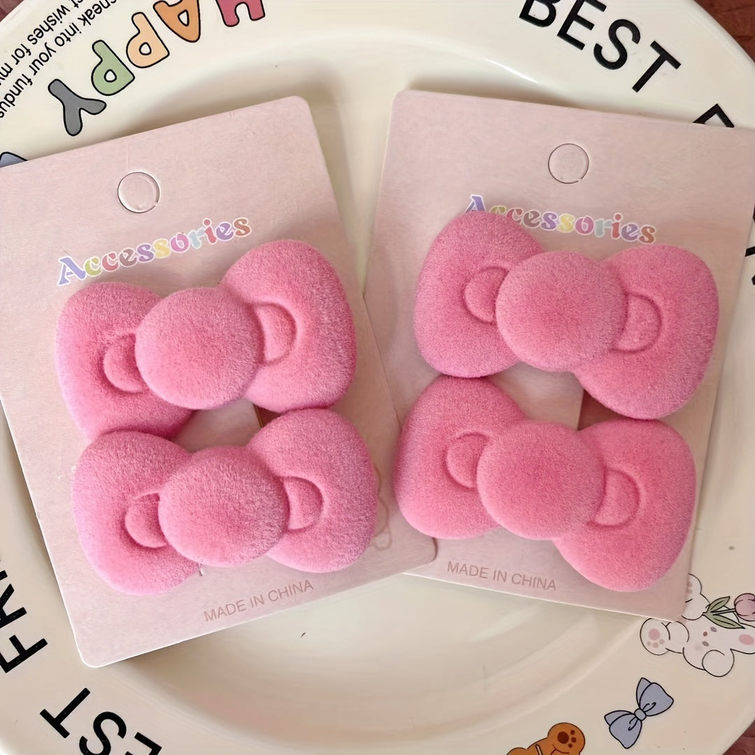 2/4/6pcs Elegant Pink Bow Hairpin Cute Sweet Bow Shaped Hairpin Women'S Daily Use Hair Accessories