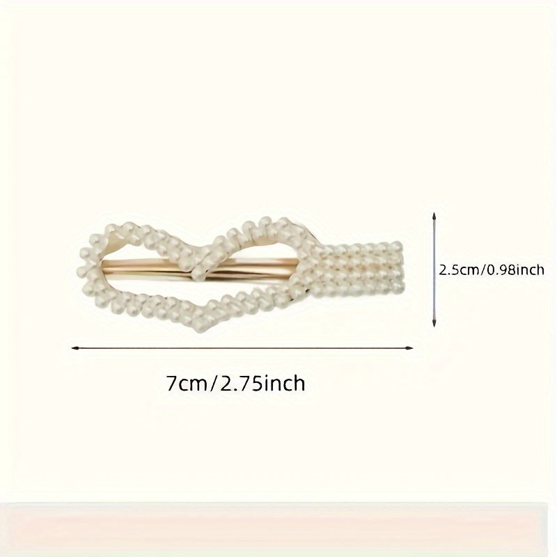 [20pcs Pearl Hair Clip] 20pcs Elegant Pearl Bow Tie Hair Clip Set | French Temperament Hair Clip, Exquisite Korean Style Side Tassel Hair Clip, Plastic Duckbill Clip, Fashion Accessories Style Random