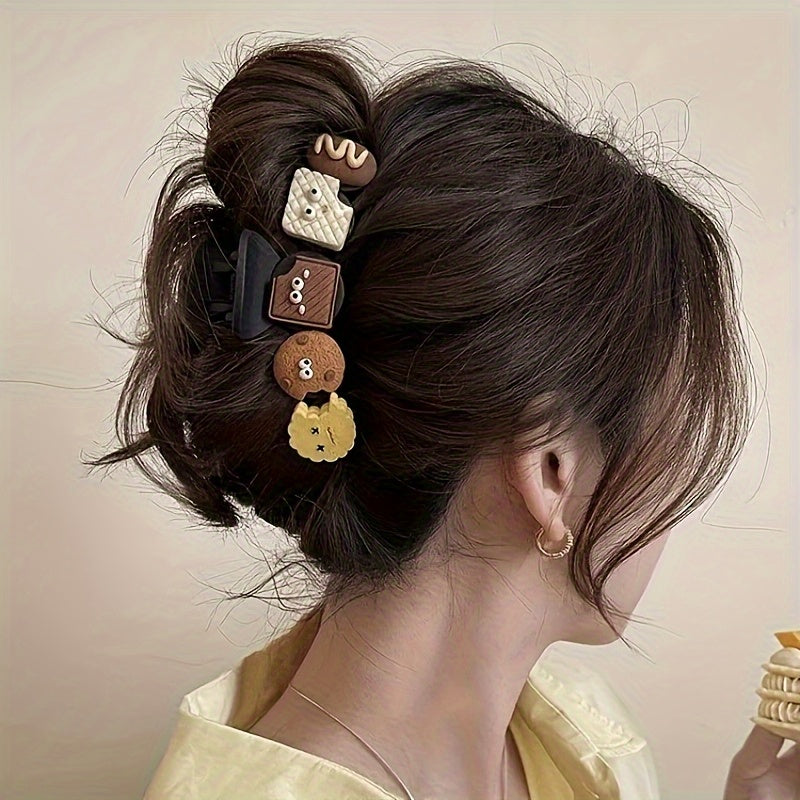 4pcs Large Volume Wave Hair Clips Set - Elegant Chunky Hairpins with Heart, Bow, Leaf & Snake Scale Patterns, Secure Shark Clip Mechanism for Thick Hair, Women's Hair Accessories for Braids, Buns, Ponytails (Multi-Color Options) - Large Size Hairpins for