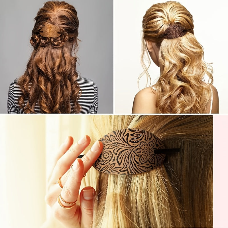 [10pcs Oval Hair Clips] 10pcs Vintage-Inspired Oval Hair Clips with Stick | Elegant Ponytail Holders and Hair Accessories for Women and Girls - Barrettes for Parties