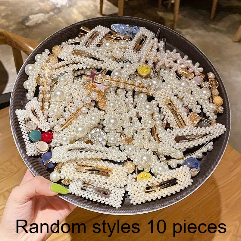 10pcs (48 Random Styles) Korean Side Hairpins, Bangs Clips, Back of Head Straight Clips, Cute Multi-Style Hairpins, Elegant Bow Hairpins, Suitable for Women'S Daily Use, Halloween Daily Gifts