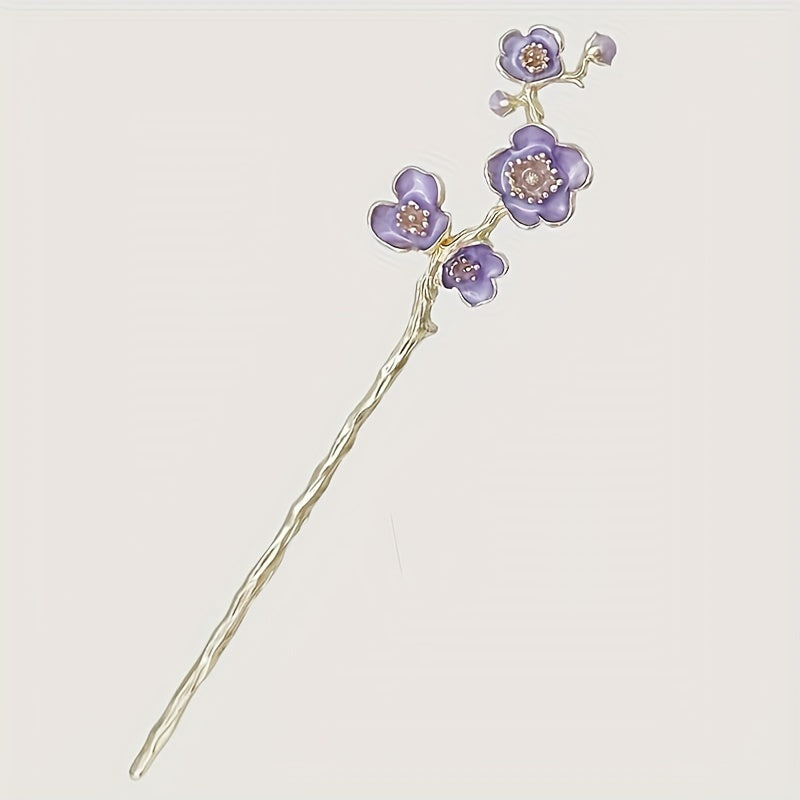 [1pc Elegant Hairpin] 1pc Elegant Cherry Blossom Hairpin | Japanese Alloy Metal Hair Clip with Pink Floral Design | Perfect for Women’s Updos, Hanfu Styling & Formal Occasions