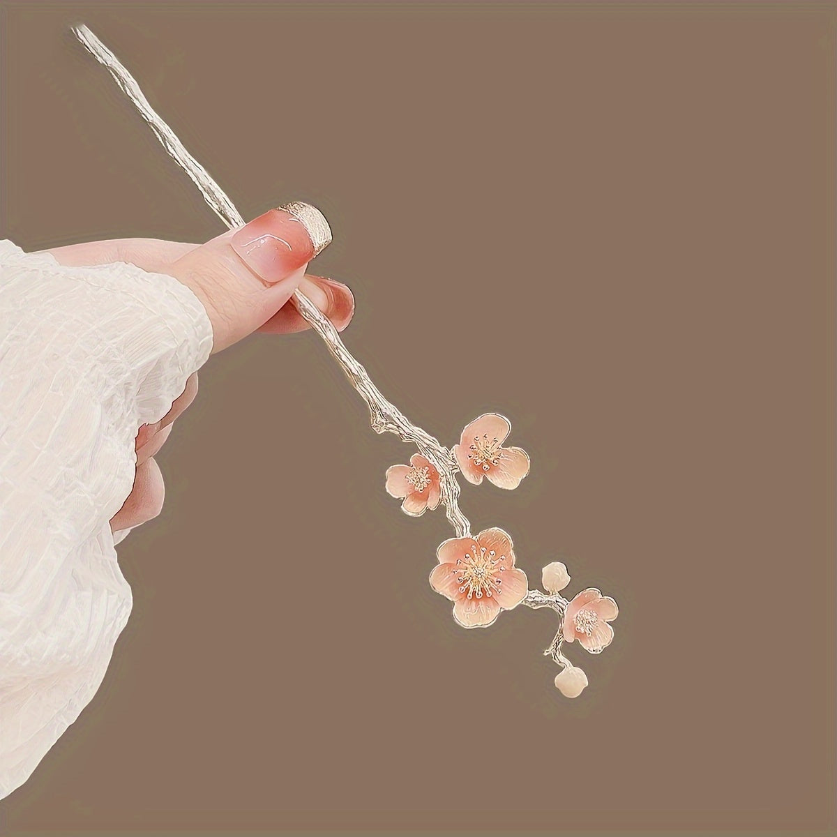 [1pc Elegant Hairpin] 1pc Elegant Cherry Blossom Hairpin | Japanese Alloy Metal Hair Clip with Pink Floral Design | Perfect for Women’s Updos, Hanfu Styling & Formal Occasions