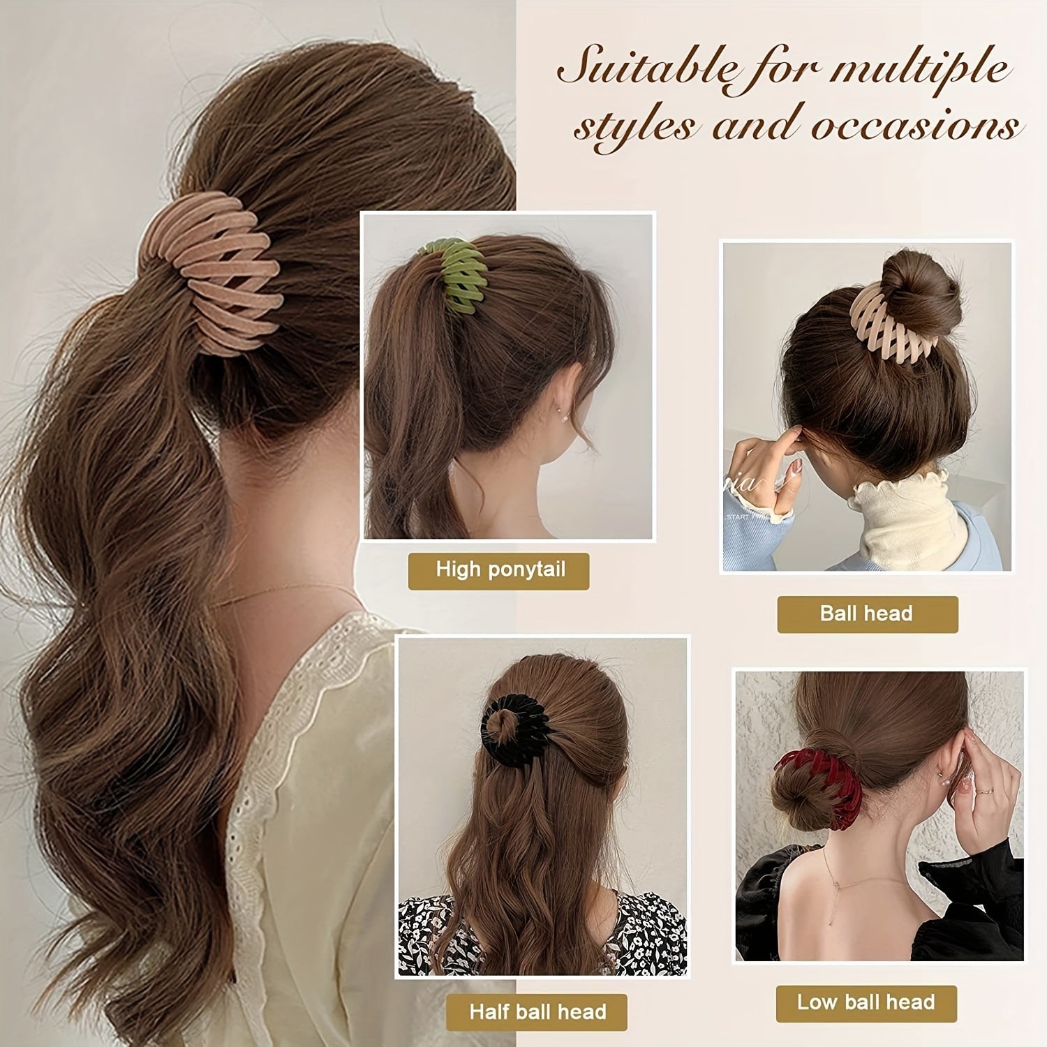 [Velvet | Magic] 7pcs Velvet Magic Hair Clip | Women's Expandable Bird Nest Ponytail Holder | Lazy Bun Fixing Pinned Up Hair Styler Hair Accessory