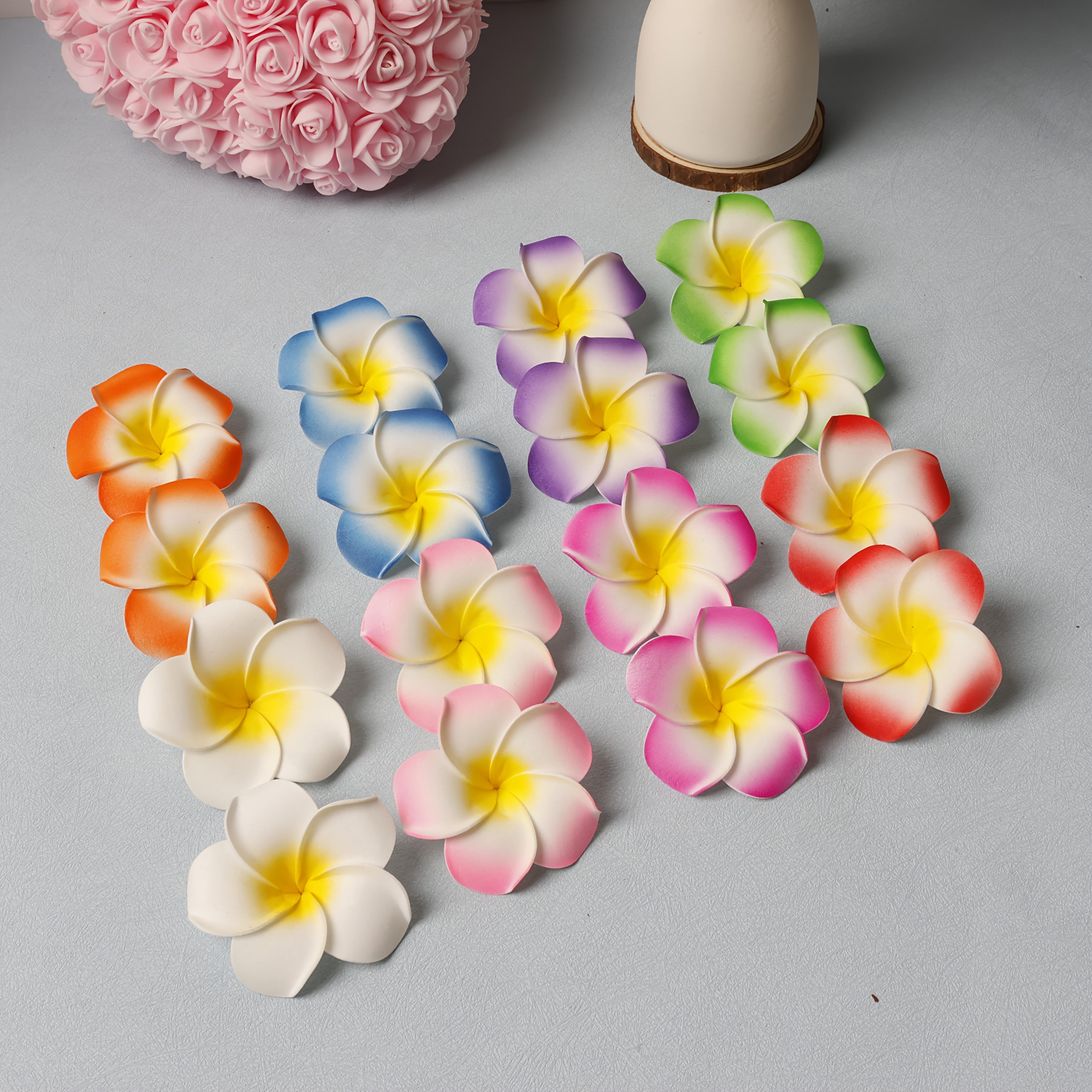 [Bohemian Hair Clips] 16-Pack Colorful Bohemian Style Hawaiian Floral Hair Clips, PVC Flower Hairpins for Women and Girls | Beach Vacation Accessory, Valentine's Day Gift, Assorted Flower Shapes