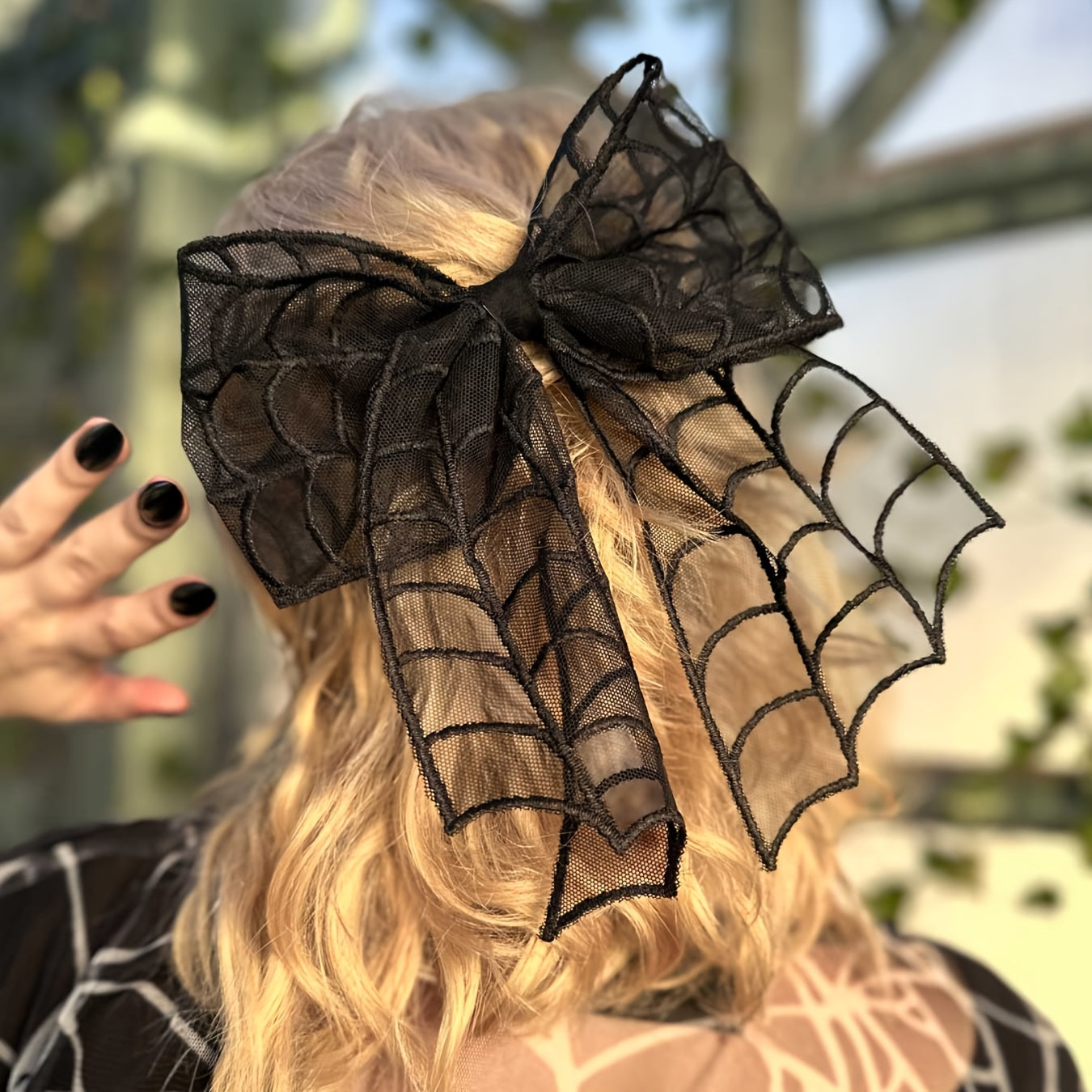 1pc Gothic Punk Spider Web Bow Hair Clip - Women'S Black Lace Halloween Hair Accessory, Vintage Everyday Hairpin with Intricate Design, Durable Hair Accessory, Perfect Halloween Gift, Halloween Hair Accessories, Themed Event Accessory, Punk Style Hairpin,