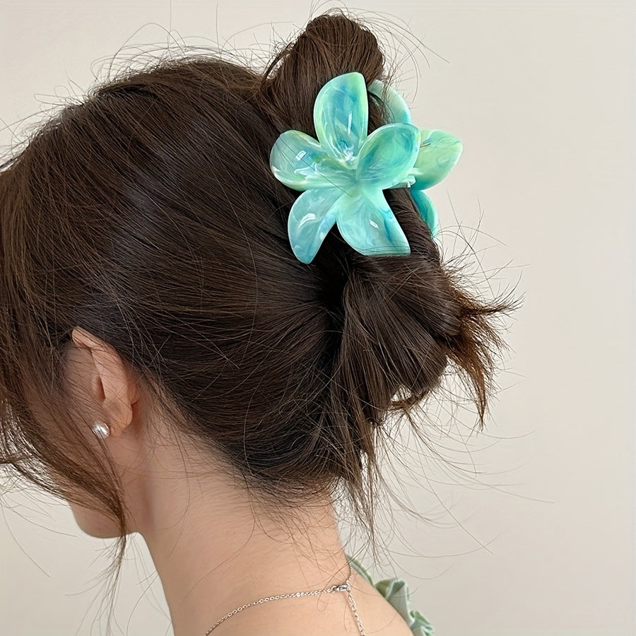 12pcs Elegant Floral Hair Clips for Women - Marbled Pastel Flower Hairpins, Secure Grip Plastic Hair Accessories for Valentine’s Day Gifts, Casual & Formal Events (14+)