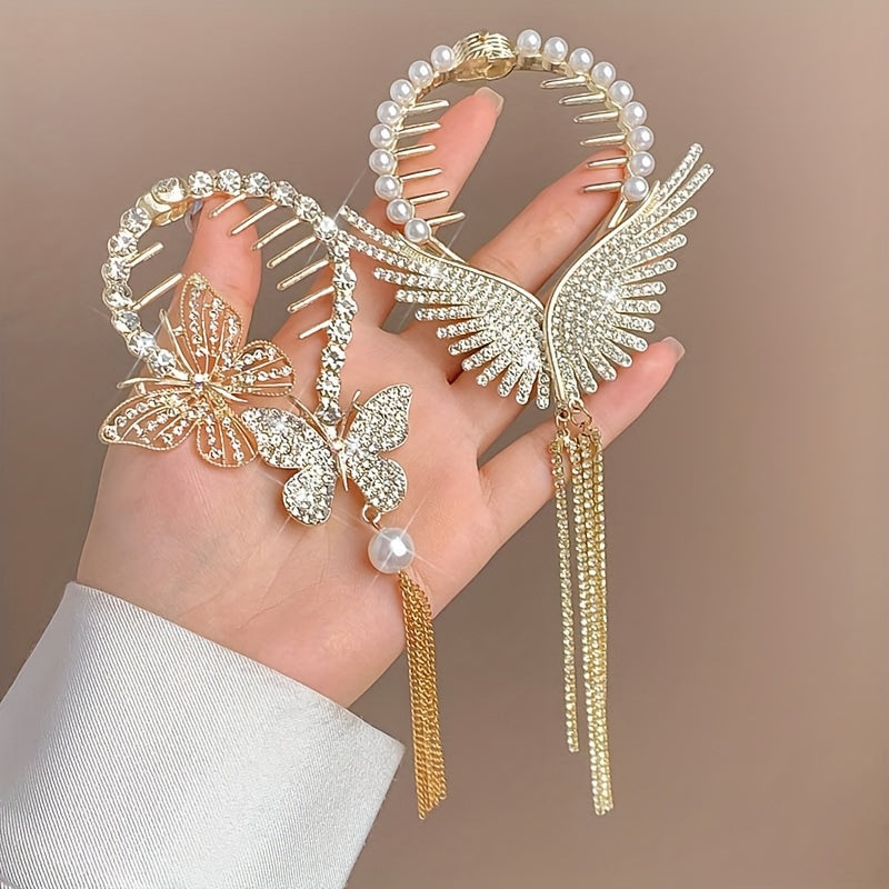 [4pcs Elegant Tassel Hair Clips] 4pcs Elegant Tassel Metal Hair Clips | Stylish and Delicate Hair Accessories for Daily Wear, Outings, Parties | Perfect Gift Headwear