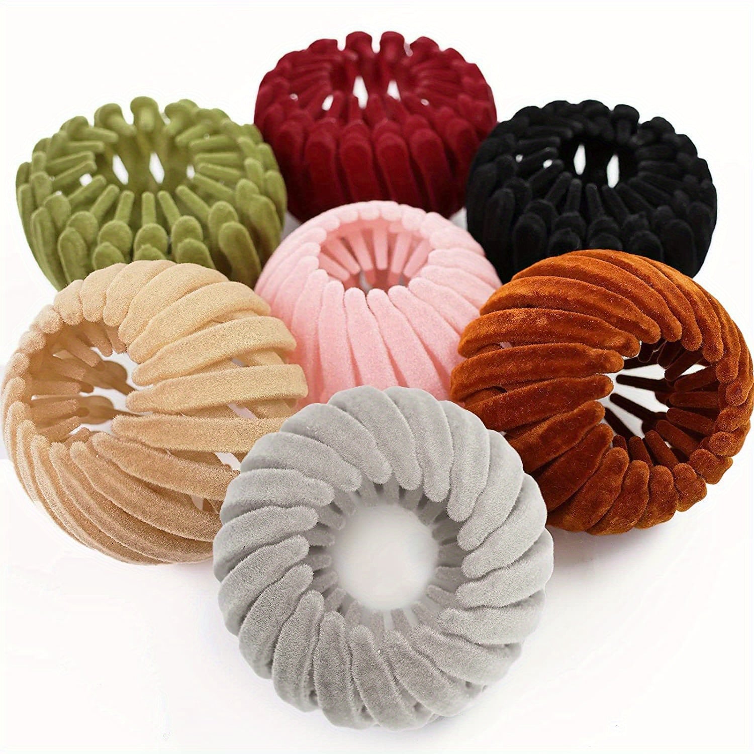 [Velvet | Magic] 7pcs Velvet Magic Hair Clip | Women's Expandable Bird Nest Ponytail Holder | Lazy Bun Fixing Pinned Up Hair Styler Hair Accessory