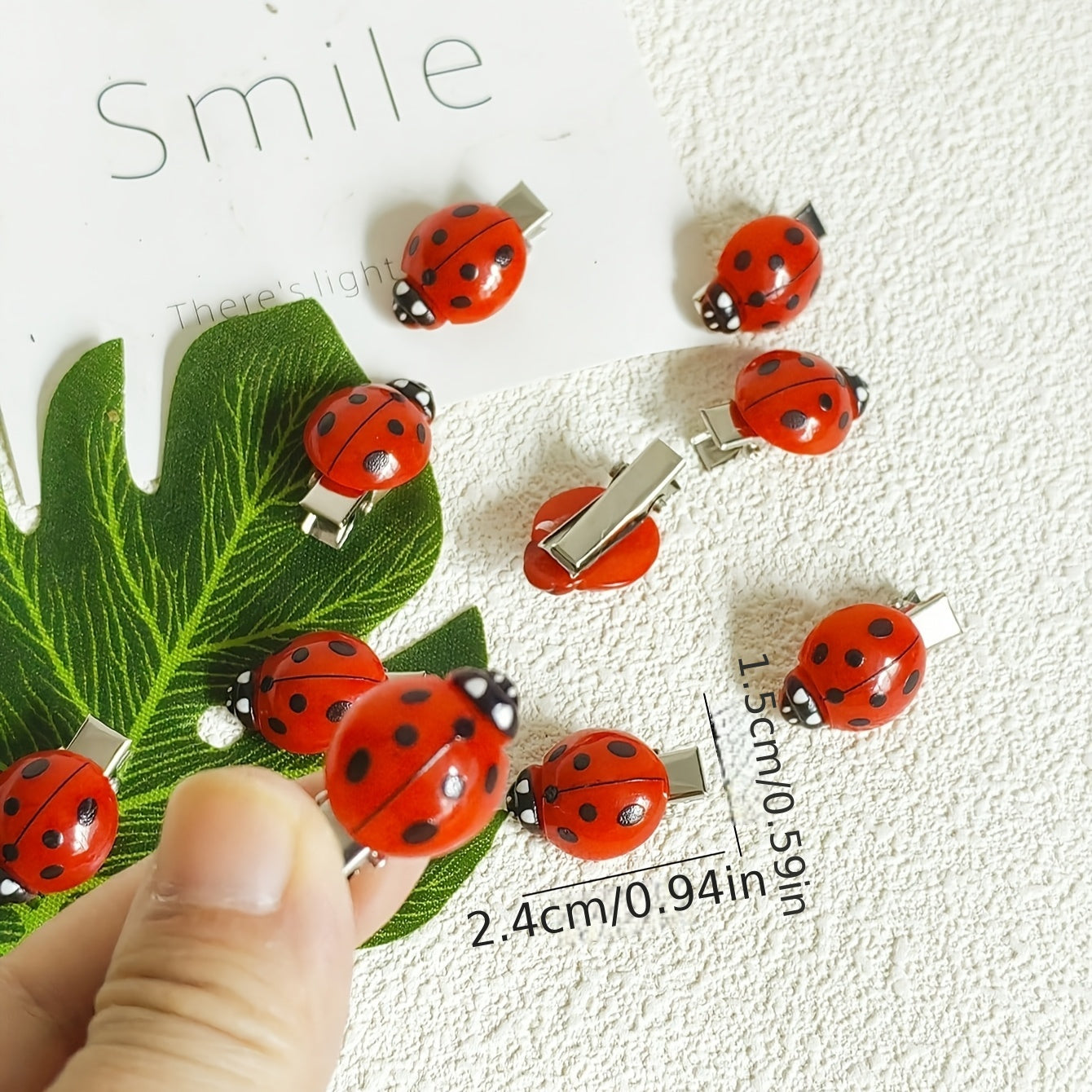 Ladybug Hair Clips | 6pcs set | red anti slip | insect hair accessories, back to school headwear | daily holiday parties, travel | Eid al Fitr, ladies
