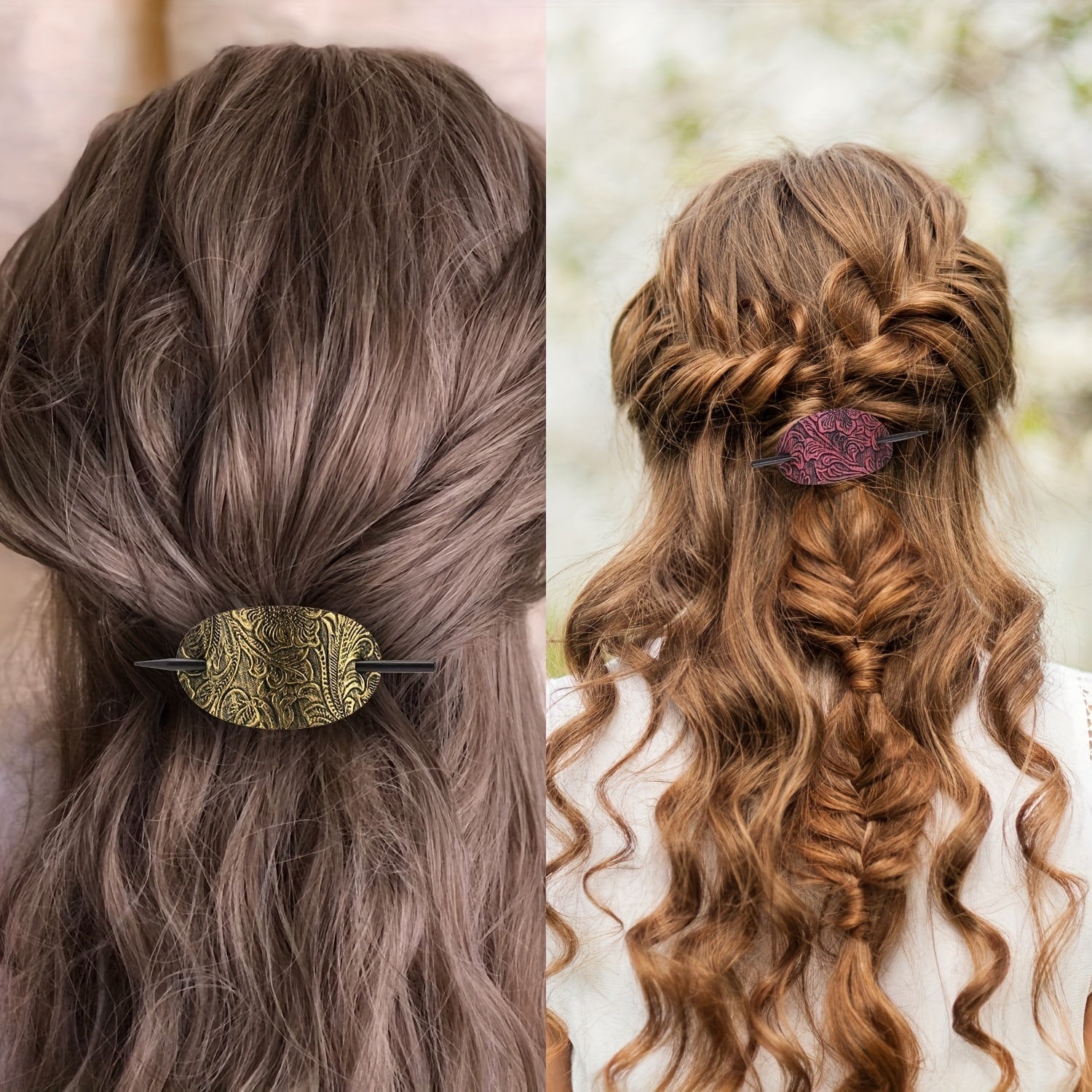 [10pcs Oval Hair Clips] 10pcs Vintage-Inspired Oval Hair Clips with Stick | Elegant Ponytail Holders and Hair Accessories for Women and Girls - Barrettes for Parties
