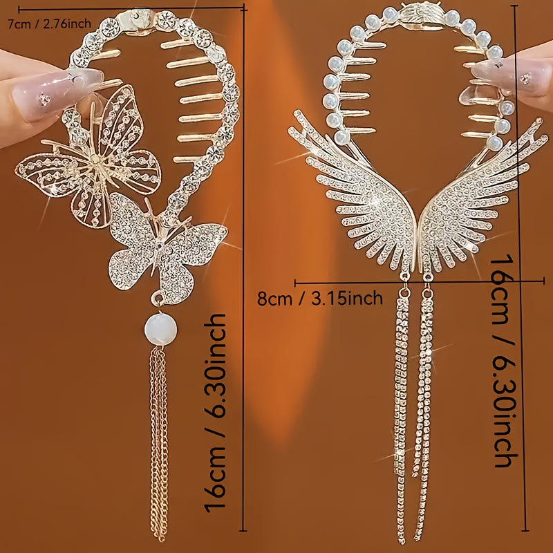 [4pcs Elegant Tassel Hair Clips] 4pcs Elegant Tassel Metal Hair Clips | Stylish and Delicate Hair Accessories for Daily Wear, Outings, Parties | Perfect Gift Headwear