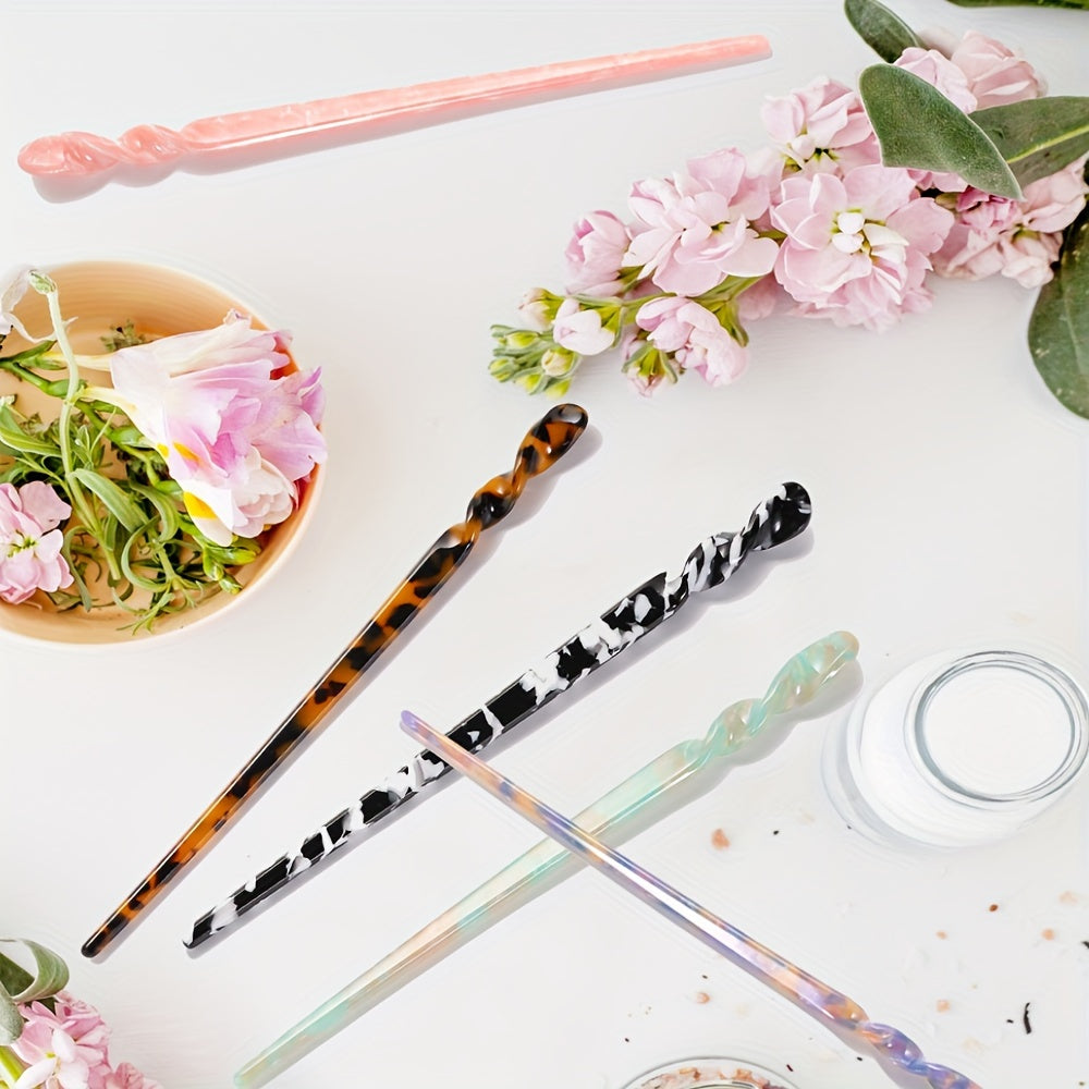 [Elegant Hairpins] Assorted Elegant Plastic Hairpins | Decorative Hair Accessory for Proms and Formal Events | Durable with Floral, Geometric, and Marble Patterns