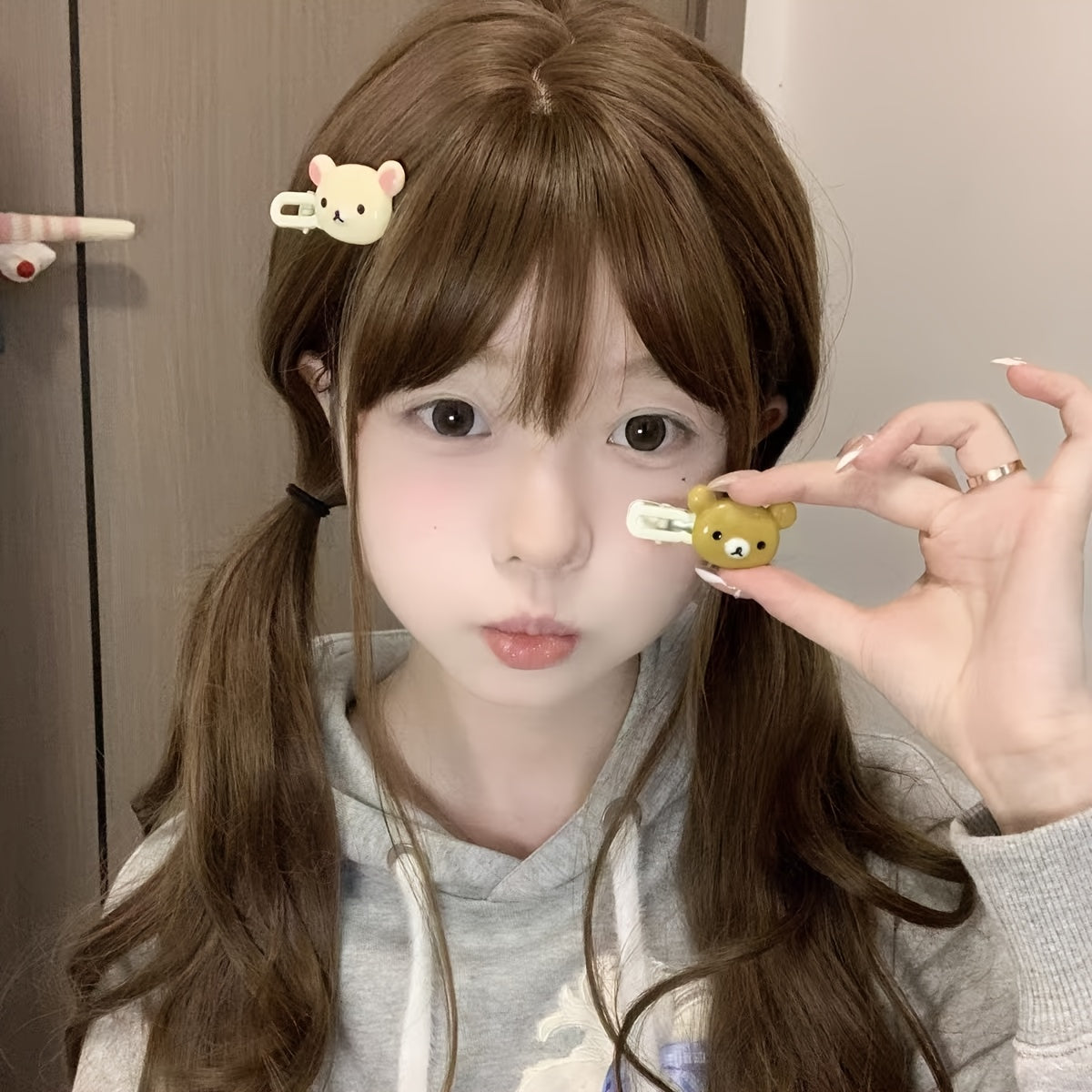 2pcs Cute Bear Hair Clips Set, Duckbill Side Clips, Women'S Adorable Hair Accessories, Perfect for Weddings, Parties, Beaches, and Everyday Style, Hair Accessories for Women, Hair Clips for Women Thin Hair, Hair Accessories for Women Thin Hair, Cute Hair