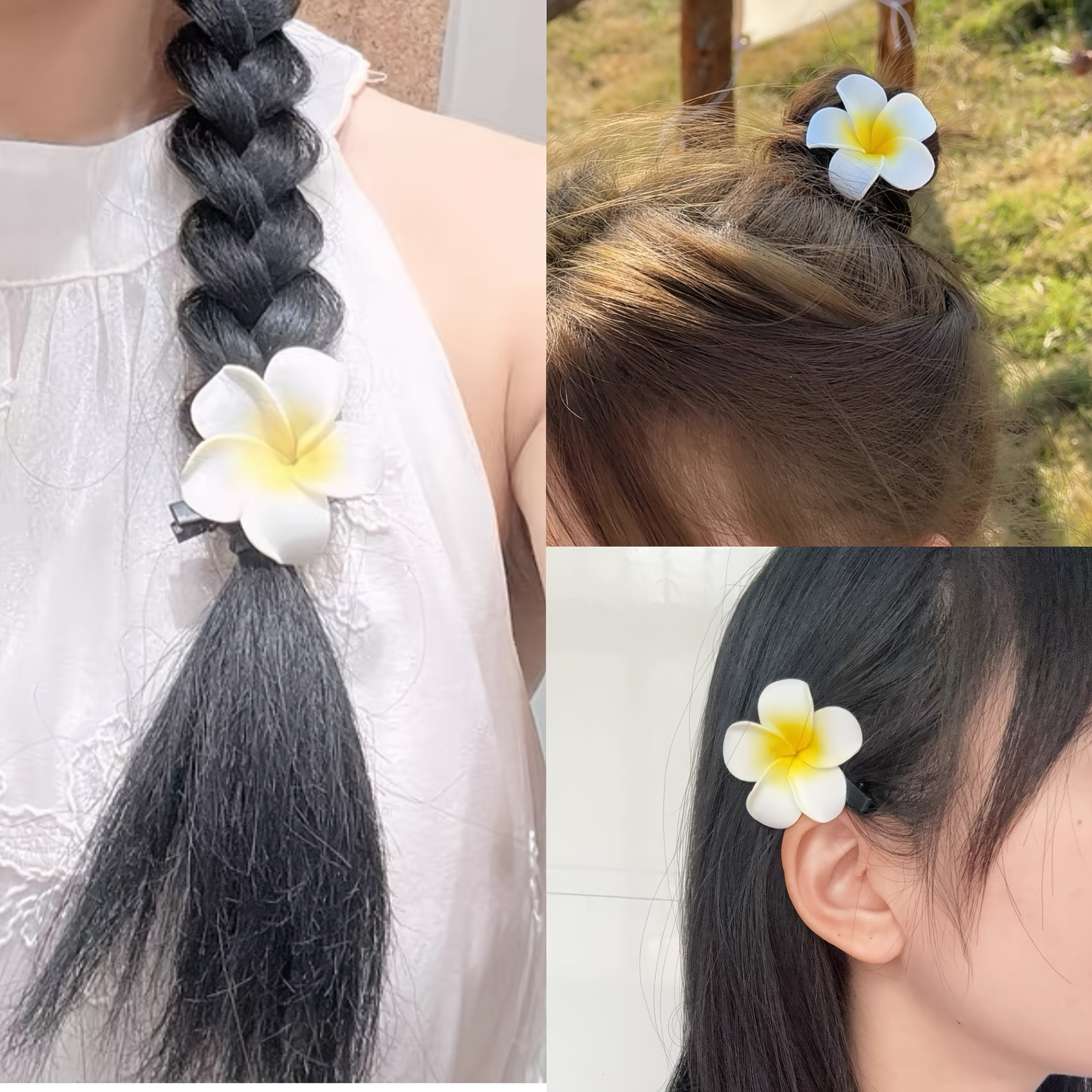 [Bohemian Hair Clips] 16-Pack Colorful Bohemian Style Hawaiian Floral Hair Clips, PVC Flower Hairpins for Women and Girls | Beach Vacation Accessory, Valentine's Day Gift, Assorted Flower Shapes