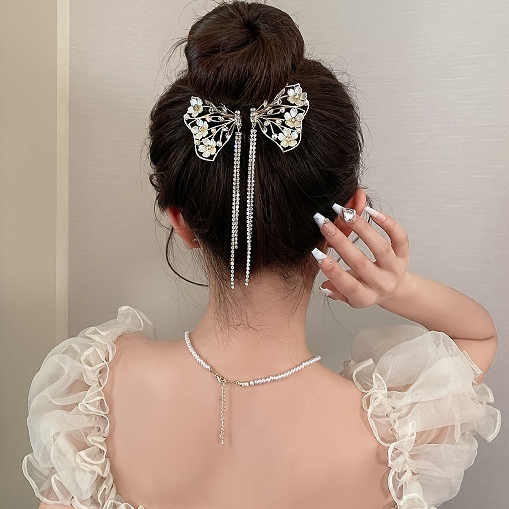 [4pcs Elegant Tassel Hair Clips] 4pcs Elegant Tassel Metal Hair Clips | Stylish and Delicate Hair Accessories for Daily Wear, Outings, Parties | Perfect Gift Headwear