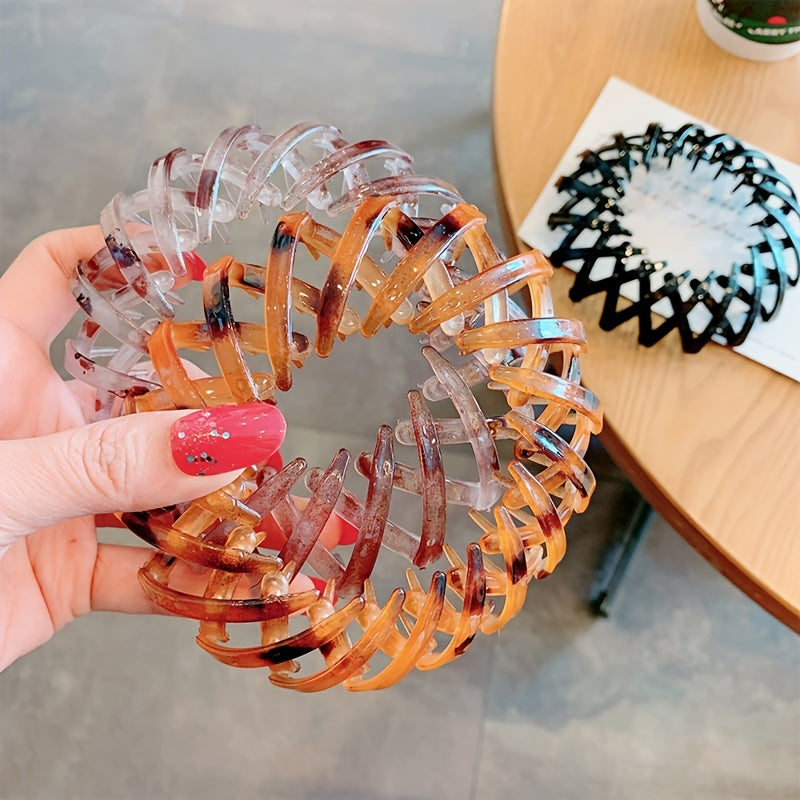 3pcs Expandable Lazy Bird's Nest Hair Clips - Ponytail Holder Barrette for Long Thick Hair, Claw Clip for Women's Daily Use, Hair Accessories for Styling and Holding