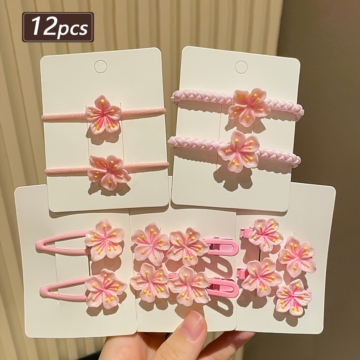 Women's Pink Cherry Blossom Hair Clip - Soft, Gentle, Wavy Edge Hair Ring, Headband, Hairpin for Daily Wear