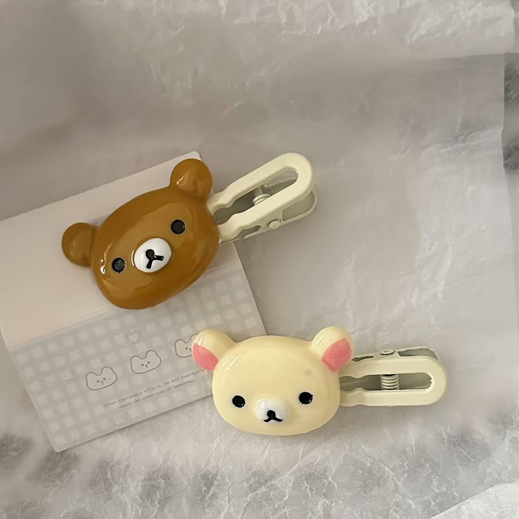 2pcs Cute Bear Hair Clips Set, Duckbill Side Clips, Women'S Adorable Hair Accessories, Perfect for Weddings, Parties, Beaches, and Everyday Style, Hair Accessories for Women, Hair Clips for Women Thin Hair, Hair Accessories for Women Thin Hair, Cute Hair