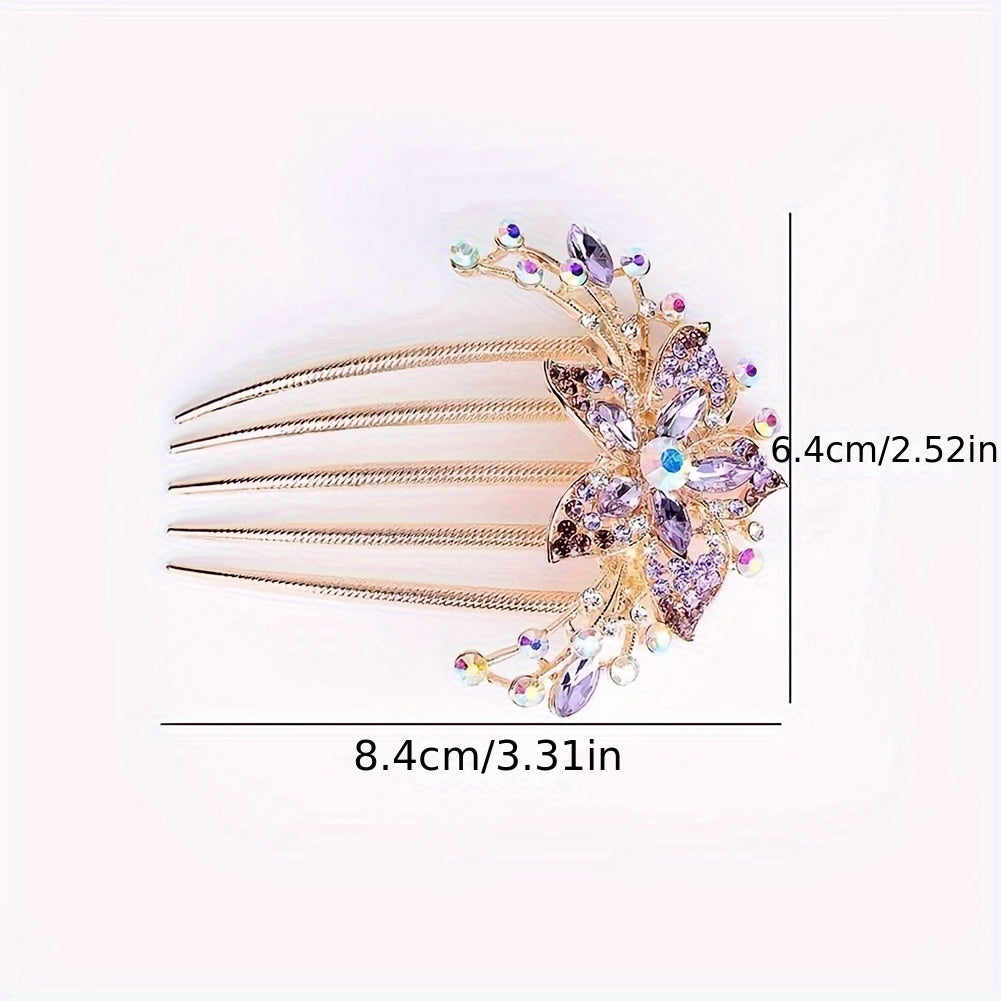 4pcs/set New Retro Hair Clips, Fashion Rhinestone Plastic Shiny Hair Combs for Women's Hairstyle Accessories Gift Set