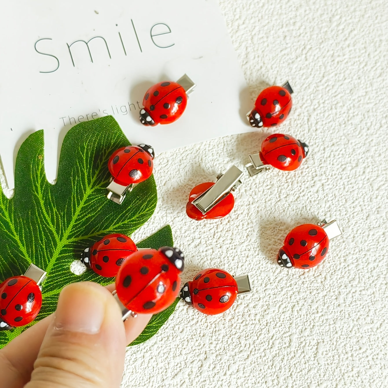Ladybug Hair Clips | 6pcs set | red anti slip | insect hair accessories, back to school headwear | daily holiday parties, travel | Eid al Fitr, ladies