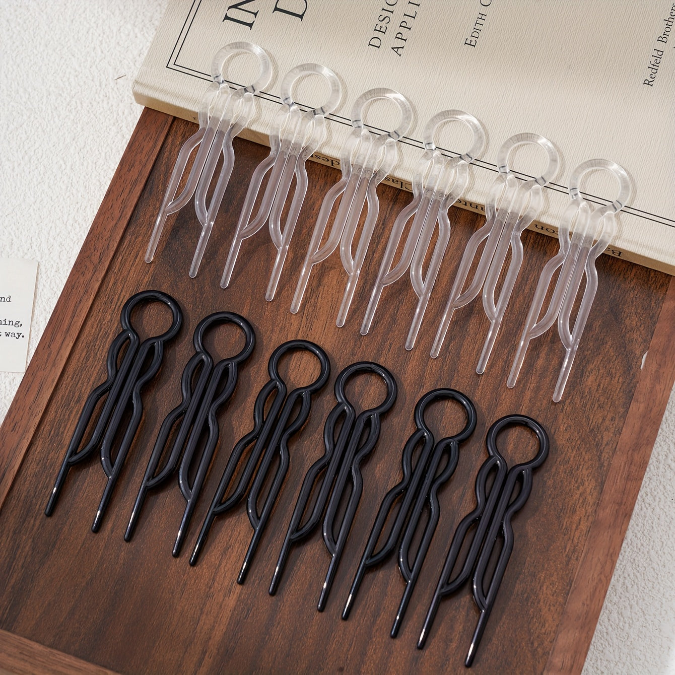 12pcs Black & Clear U-Shaped Hair Clips - Elegant Vintage Hairpins with Cut-Out Design for Women, Secure Hold for Bun Updos, Graduation Parties & Formal Events, Hair Clips for Styling, Sleek Modern Hairpins, Transparent Materials