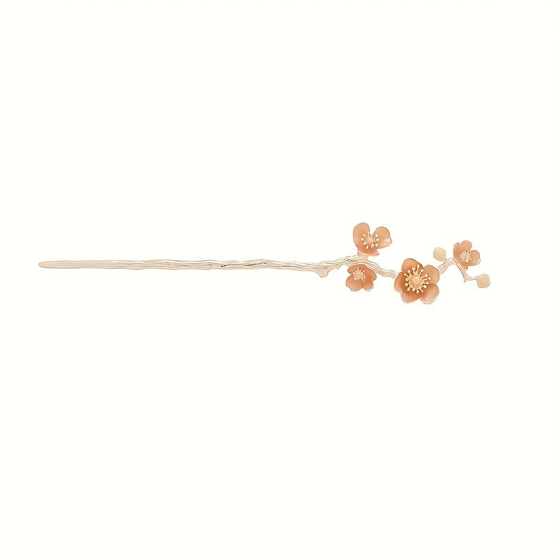 [1pc Elegant Hairpin] 1pc Elegant Cherry Blossom Hairpin | Japanese Alloy Metal Hair Clip with Pink Floral Design | Perfect for Women’s Updos, Hanfu Styling & Formal Occasions