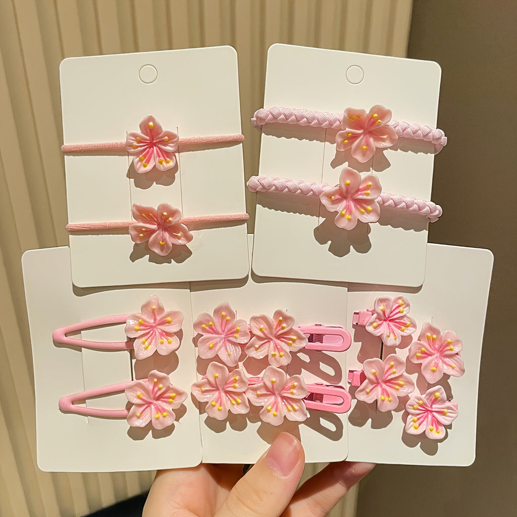 Women's Pink Cherry Blossom Hair Clip - Soft, Gentle, Wavy Edge Hair Ring, Headband, Hairpin for Daily Wear