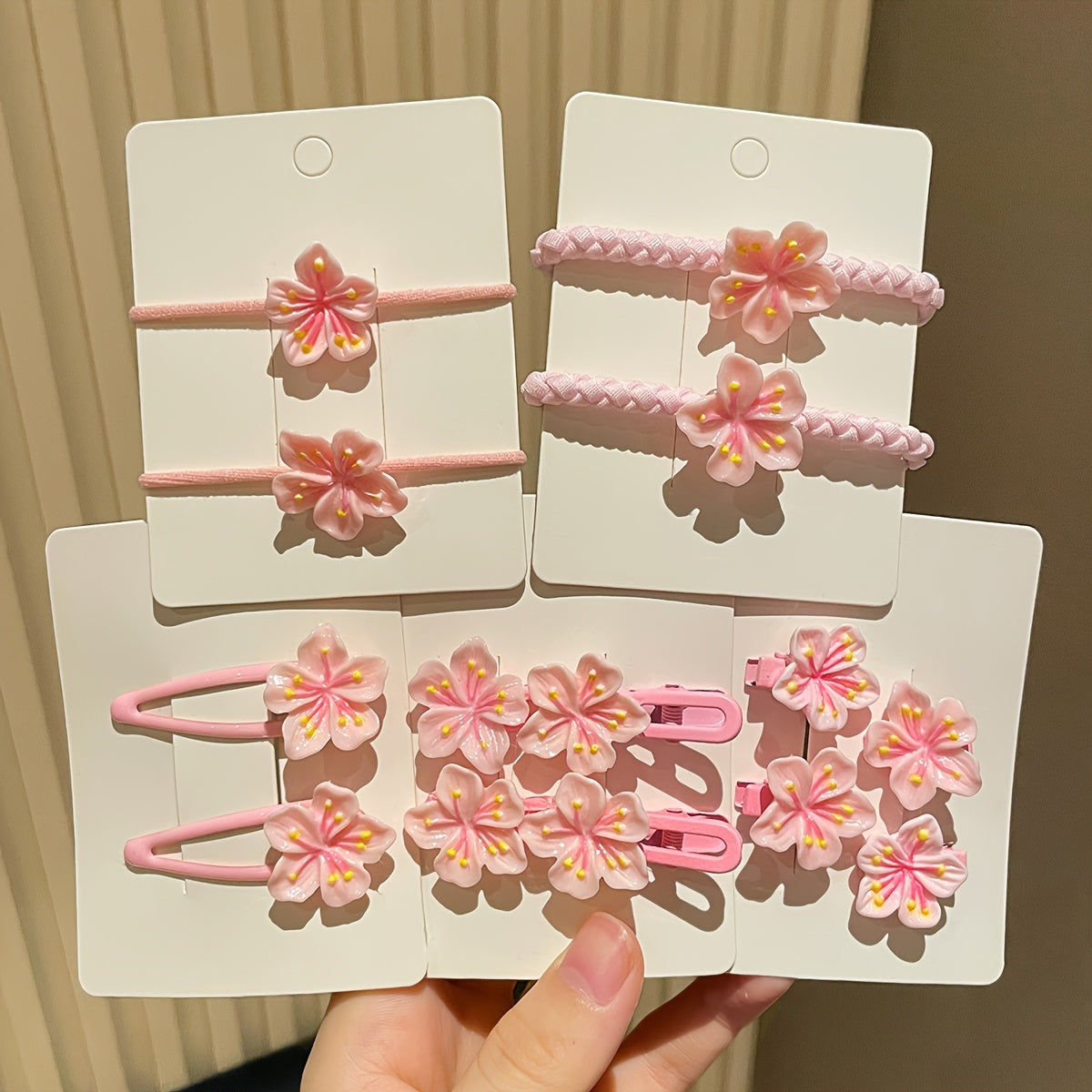 Women's Pink Cherry Blossom Hair Clip - Soft, Gentle, Wavy Edge Hair Ring, Headband, Hairpin for Daily Wear