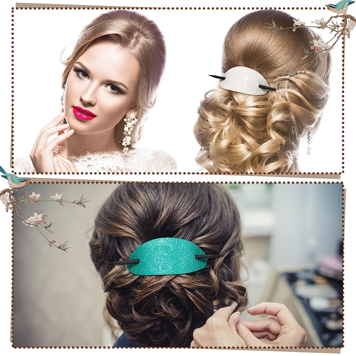 [10pcs Oval Hair Clips] 10pcs Vintage-Inspired Oval Hair Clips with Stick | Elegant Ponytail Holders and Hair Accessories for Women and Girls - Barrettes for Parties