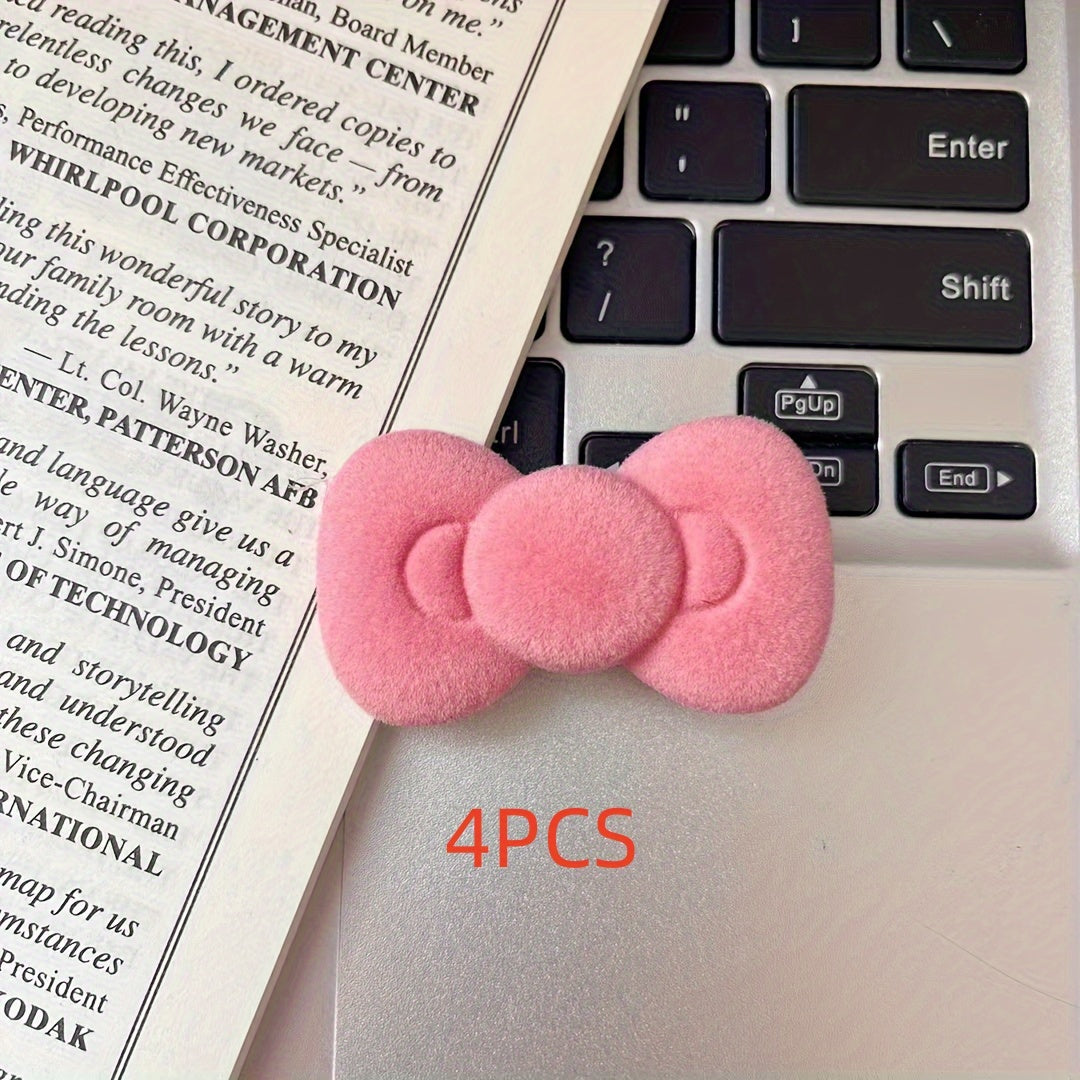 2/4/6pcs Elegant Pink Bow Hairpin Cute Sweet Bow Shaped Hairpin Women'S Daily Use Hair Accessories