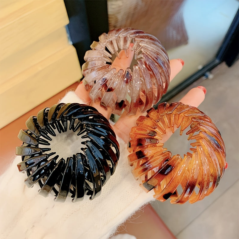3pcs Expandable Lazy Bird's Nest Hair Clips - Ponytail Holder Barrette for Long Thick Hair, Claw Clip for Women's Daily Use, Hair Accessories for Styling and Holding