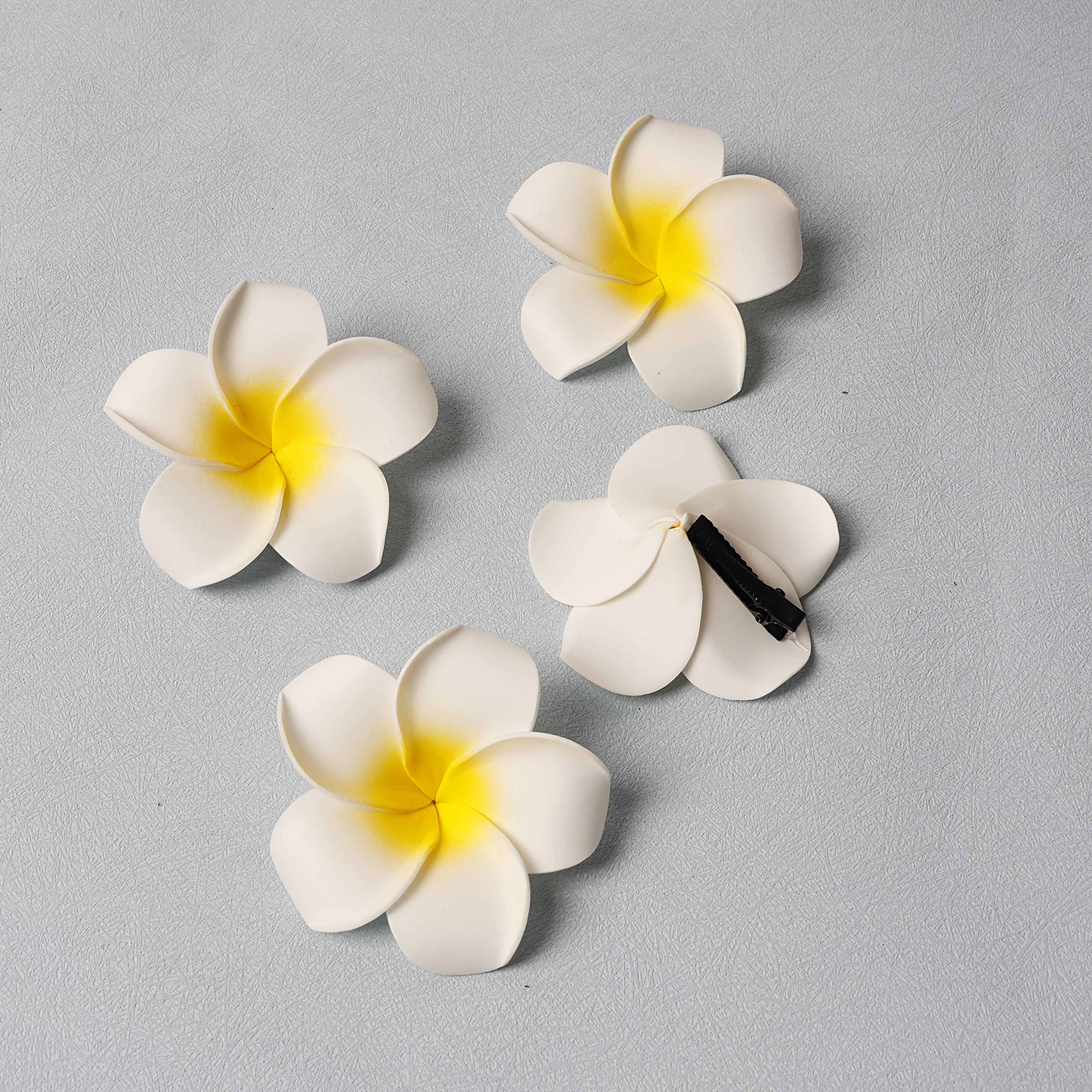 [Bohemian Hair Clips] 16-Pack Colorful Bohemian Style Hawaiian Floral Hair Clips, PVC Flower Hairpins for Women and Girls | Beach Vacation Accessory, Valentine's Day Gift, Assorted Flower Shapes
