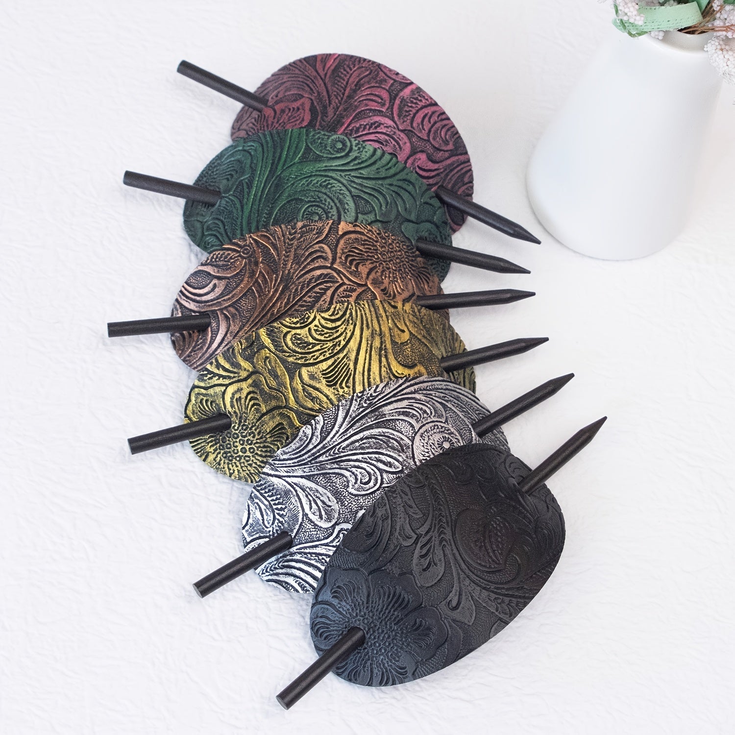 [10pcs Oval Hair Clips] 10pcs Vintage-Inspired Oval Hair Clips with Stick | Elegant Ponytail Holders and Hair Accessories for Women and Girls - Barrettes for Parties