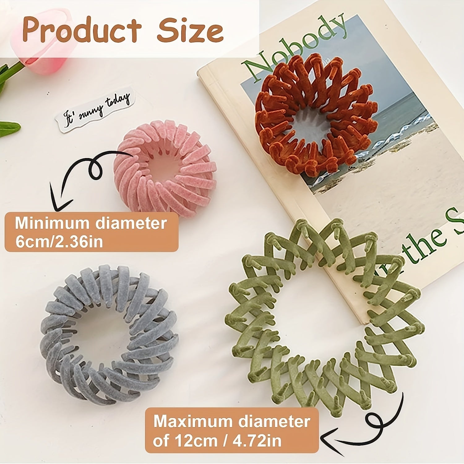 [Velvet | Magic] 7pcs Velvet Magic Hair Clip | Women's Expandable Bird Nest Ponytail Holder | Lazy Bun Fixing Pinned Up Hair Styler Hair Accessory