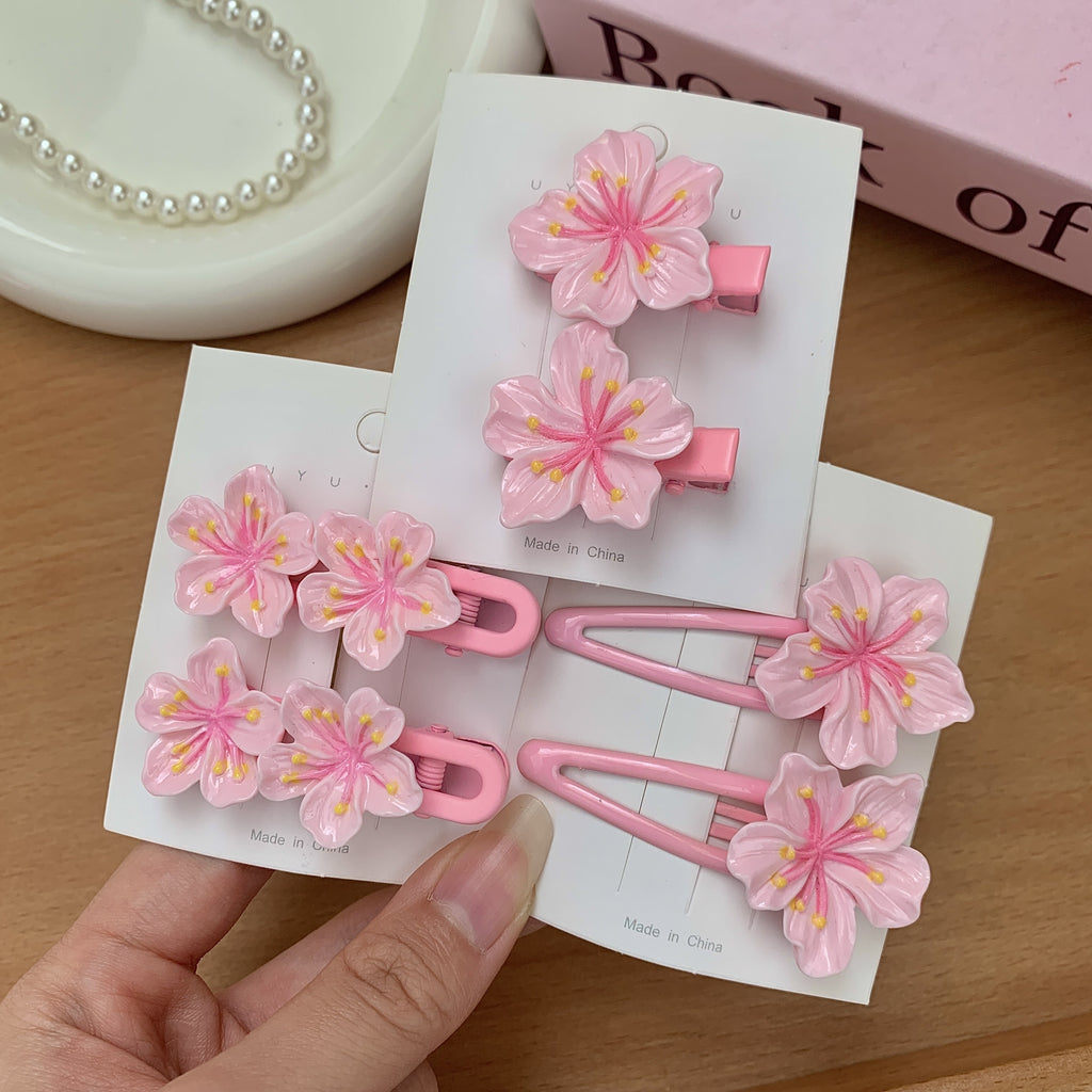 Women's Pink Cherry Blossom Hair Clip - Soft, Gentle, Wavy Edge Hair Ring, Headband, Hairpin for Daily Wear