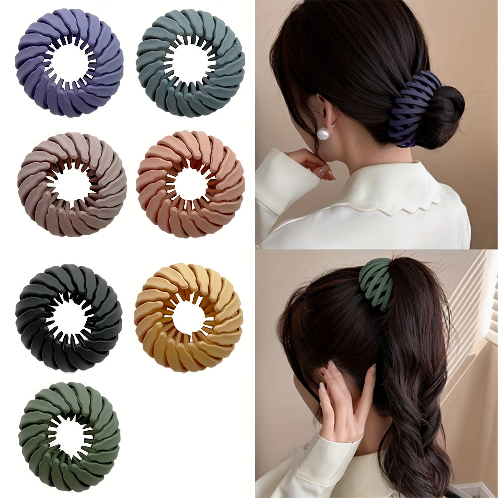 7pcs Multi-Colored Hair Nest Ponytail Clips, Women'S Hair Accessories, Bun Clips, Suitable for Both Thin And Thick Curly Hair, Hairpins And Hair Ties.