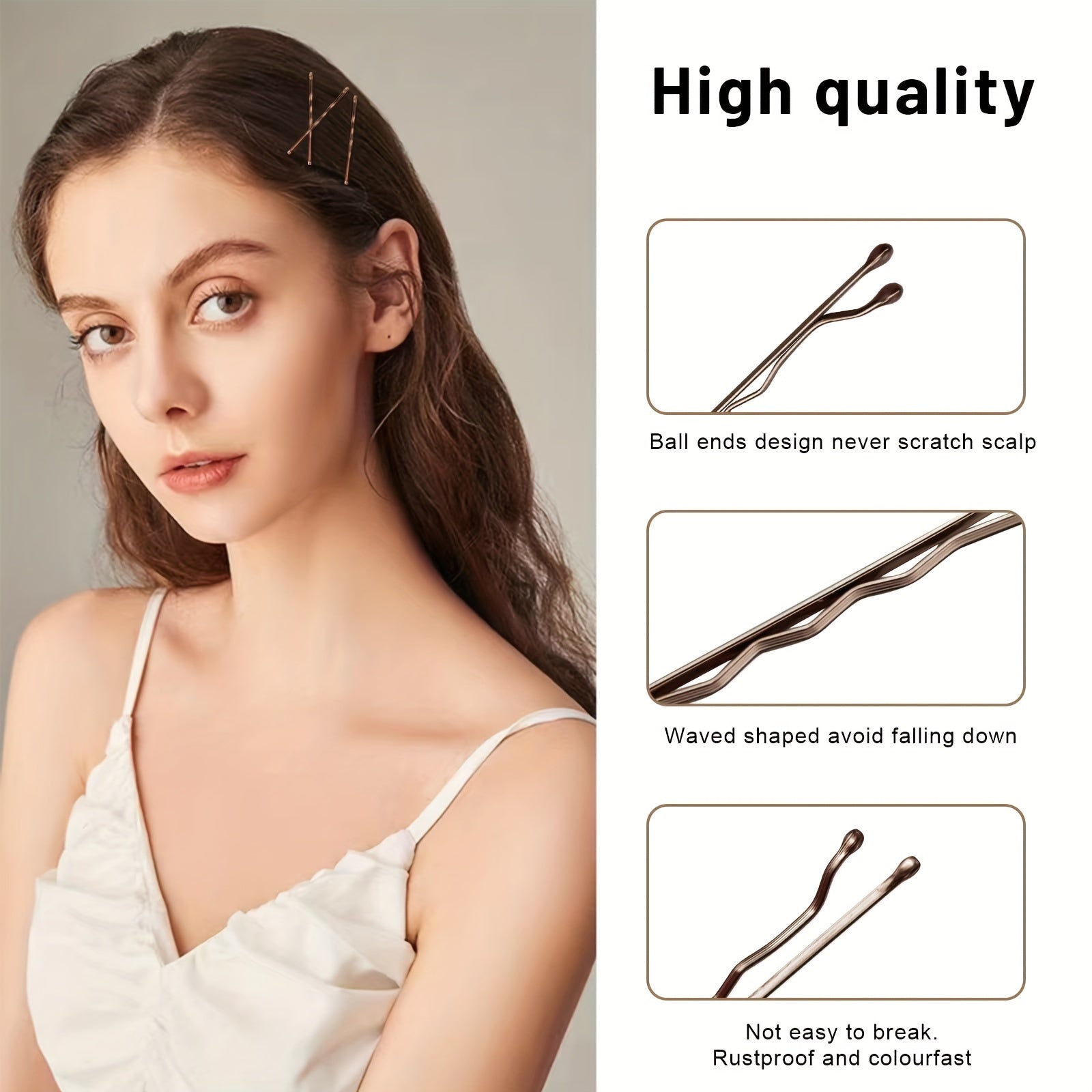 150pcs,Mini Bobby Pins Brown, Hair Bobby Pins with Storage Box for Girls and Women, Premium Hair Mini Bobby Pins for All Hair Types-Wedding Season Hairstyles