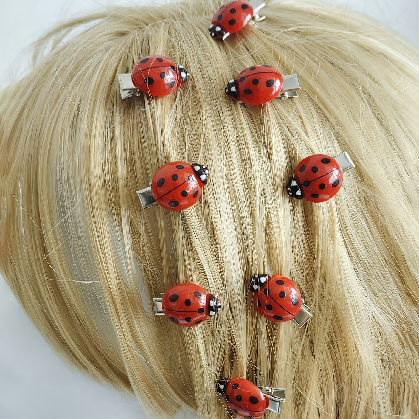 Ladybug Hair Clips | 6pcs set | red anti slip | insect hair accessories, back to school headwear | daily holiday parties, travel | Eid al Fitr, ladies