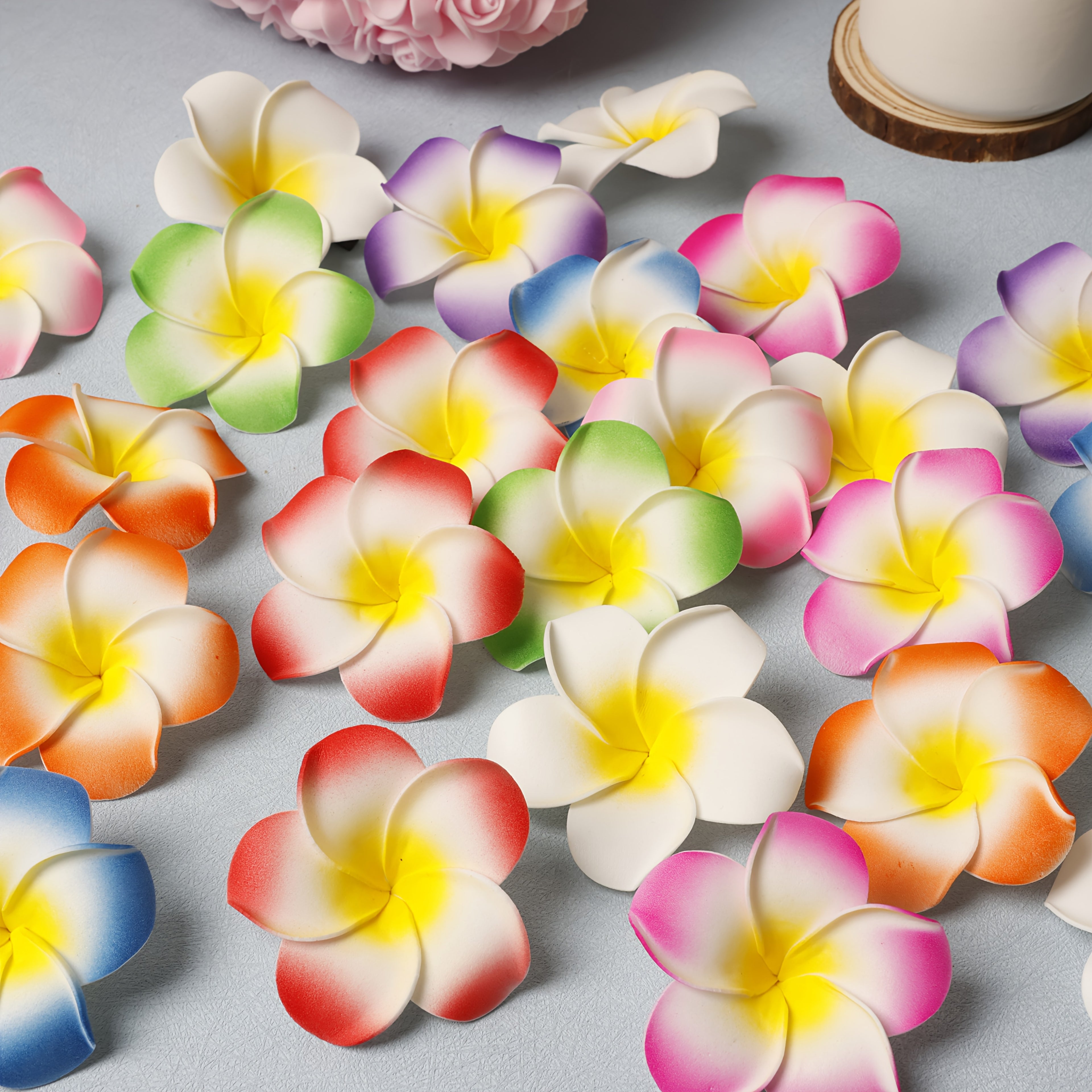 [Bohemian Hair Clips] 16-Pack Colorful Bohemian Style Hawaiian Floral Hair Clips, PVC Flower Hairpins for Women and Girls | Beach Vacation Accessory, Valentine's Day Gift, Assorted Flower Shapes