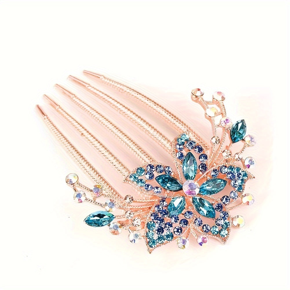 4pcs/set New Retro Hair Clips, Fashion Rhinestone Plastic Shiny Hair Combs for Women's Hairstyle Accessories Gift Set