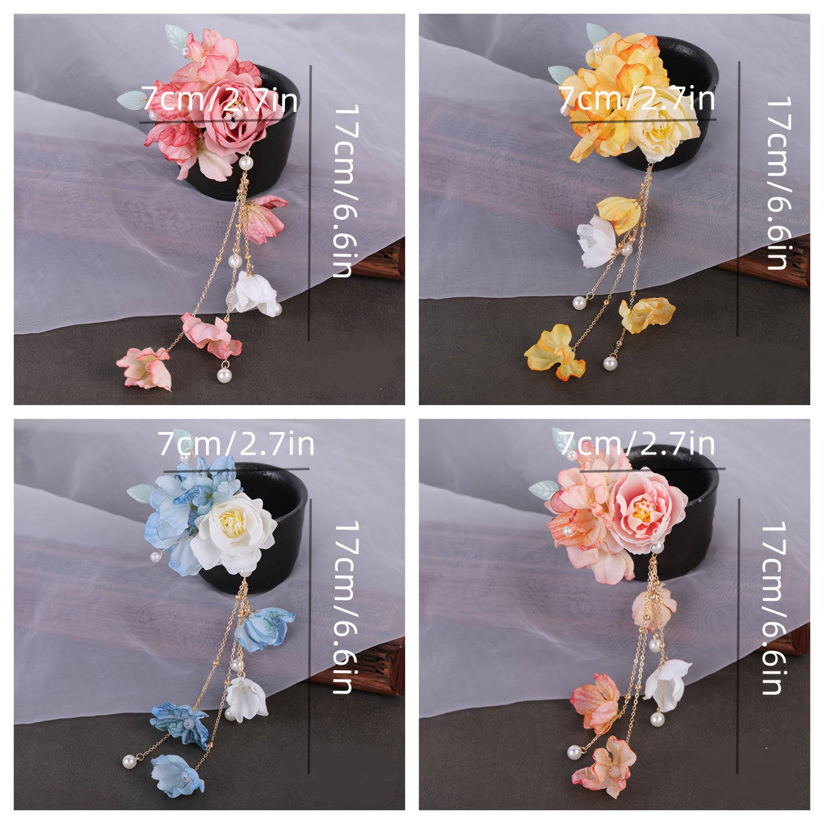 4pcs New Chinese Style Tassel Hair Clips, Elegant Vintage Hair Accessories for Photo Shoots and Festive Occasions