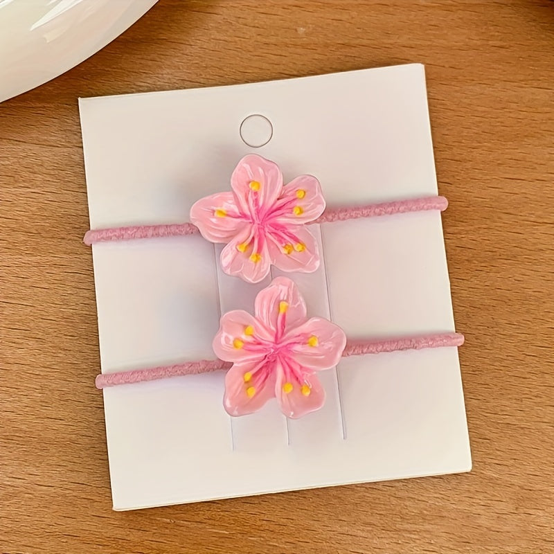 Women's Pink Cherry Blossom Hair Clip - Soft, Gentle, Wavy Edge Hair Ring, Headband, Hairpin for Daily Wear