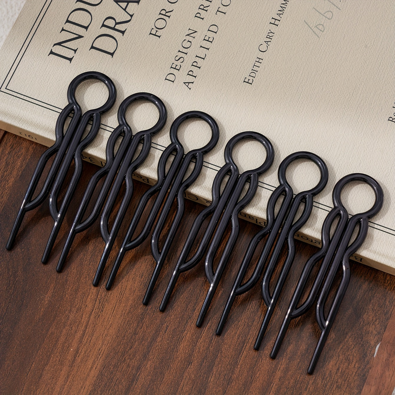 12pcs Black & Clear U-Shaped Hair Clips - Elegant Vintage Hairpins with Cut-Out Design for Women, Secure Hold for Bun Updos, Graduation Parties & Formal Events, Hair Clips for Styling, Sleek Modern Hairpins, Transparent Materials