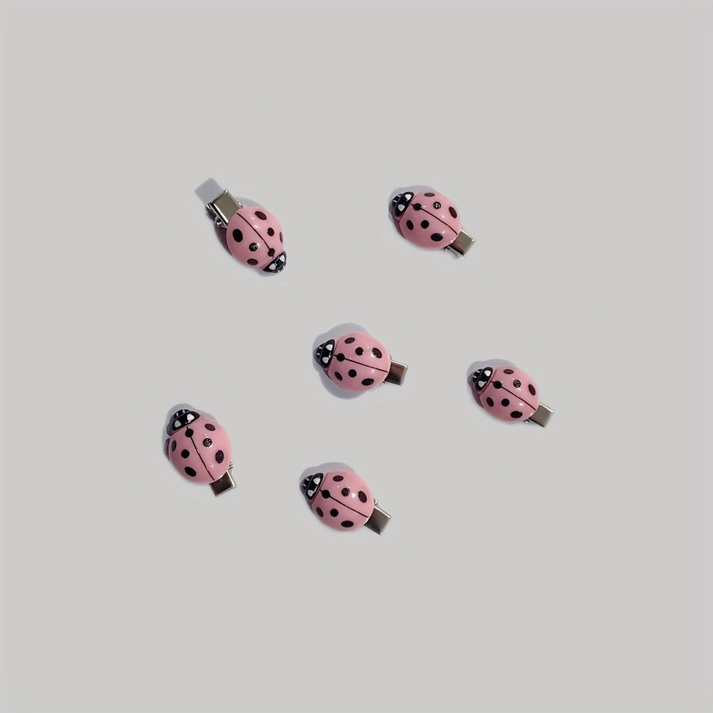 Ladybug Hair Clips | 6pcs set | red anti slip | insect hair accessories, back to school headwear | daily holiday parties, travel | Eid al Fitr, ladies